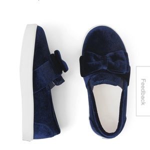 Janie and Jack Navy Bow Velvet Slip-On Sneaker